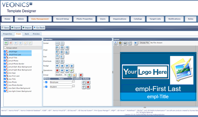 veonics portal template editor condition groups